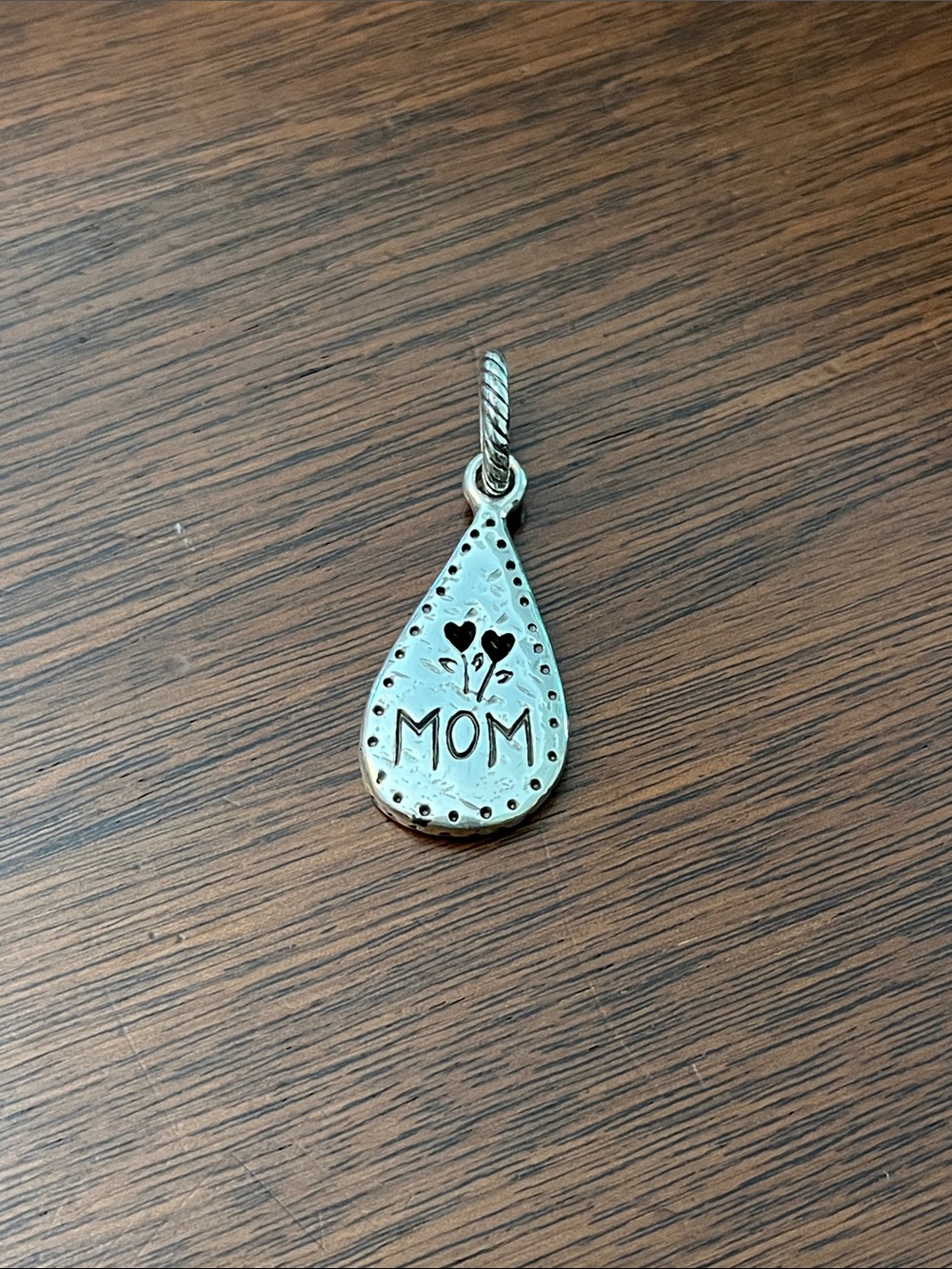 Vintage Brighton Silver Teardrop MOM Pendant with Heart Motif